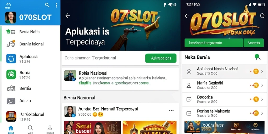 Antarmuka pengguna aplikasi Berita Nasional 070SLOT yang informatif.