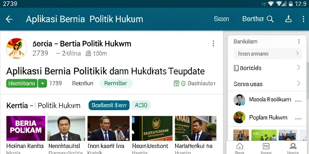 Tampilan antarmuka aplikasi 2739 dengan informasi politik dan hukum.
