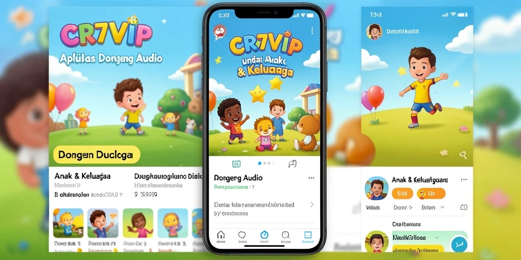 Tampilan antarmuka CR7VIP yang menarik untuk Dongeng Audio.