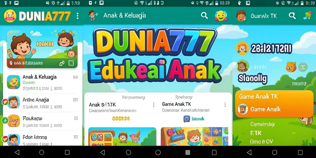 Antarmuka DUNIA777 yang cerah dan ramah anak.