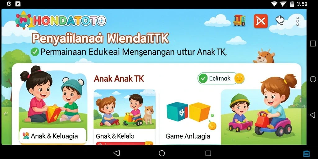 Tampilan antarmuka HONDATOTO yang interaktif dan menarik bagi anak-anak.