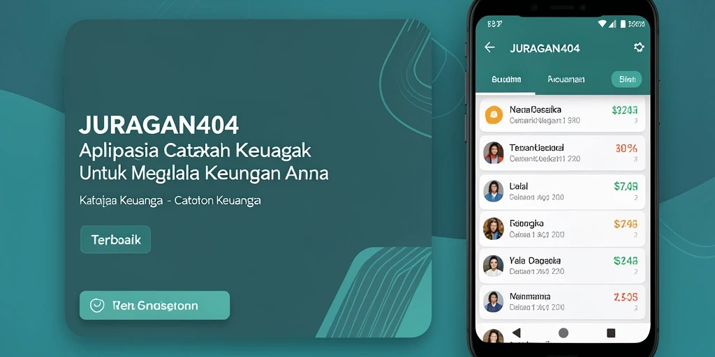 Antarmuka aplikasi JURAGAN404 menampilkan catatan keuangan yang mudah dipahami.