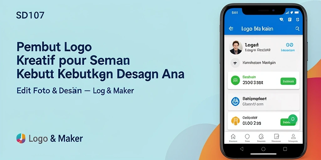 Tampilan antarmuka SD107 yang ramah pengguna untuk desain logo.