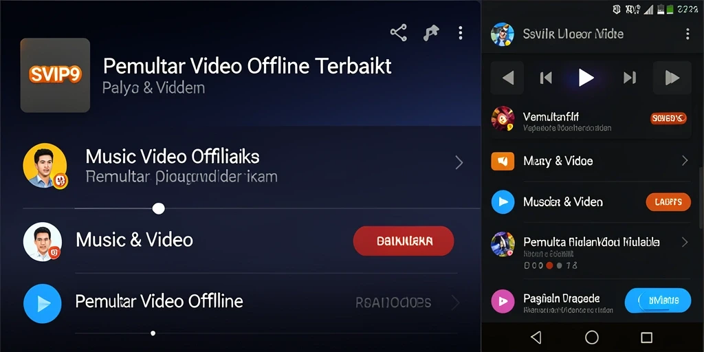 Tampilan antarmuka sementara menggunakan SVIP9 sebagai Pemutar Video Offline.